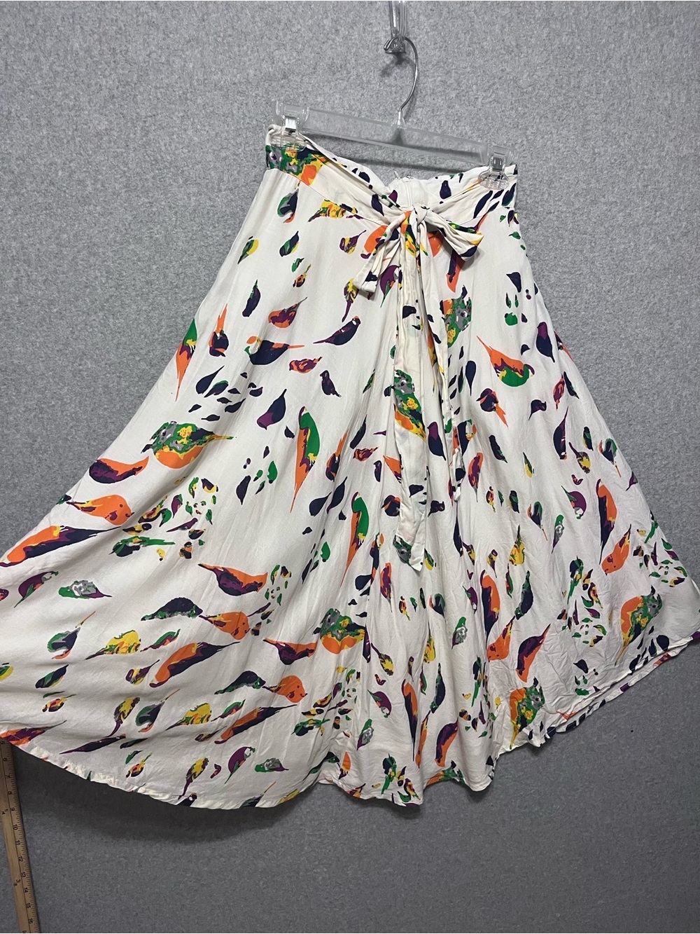 Porridge Anthropologie Midi Skirt with Multicolor bird print a-line - Picture 3 of 10